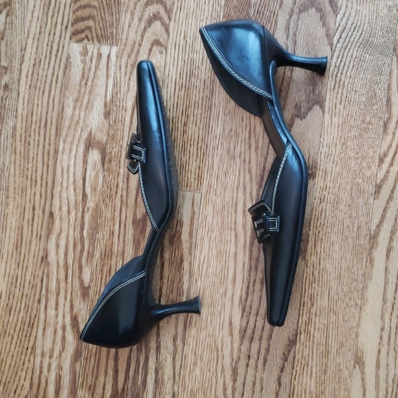 (10) Stuart Weitzman Low Kitten Heel Formal Made in Spain Office Buckle Accent - Picture 7 of 14